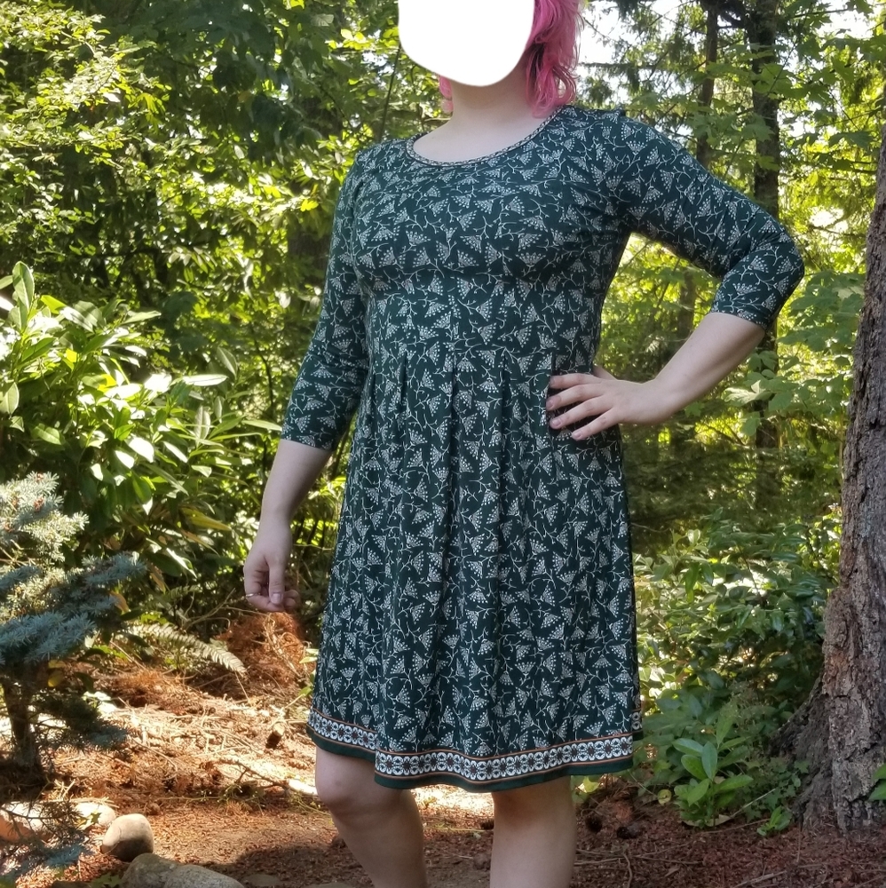 Unique green floral skater dress